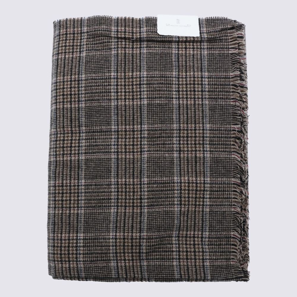 Brunello Cucinelli Checked Fringed Scarf