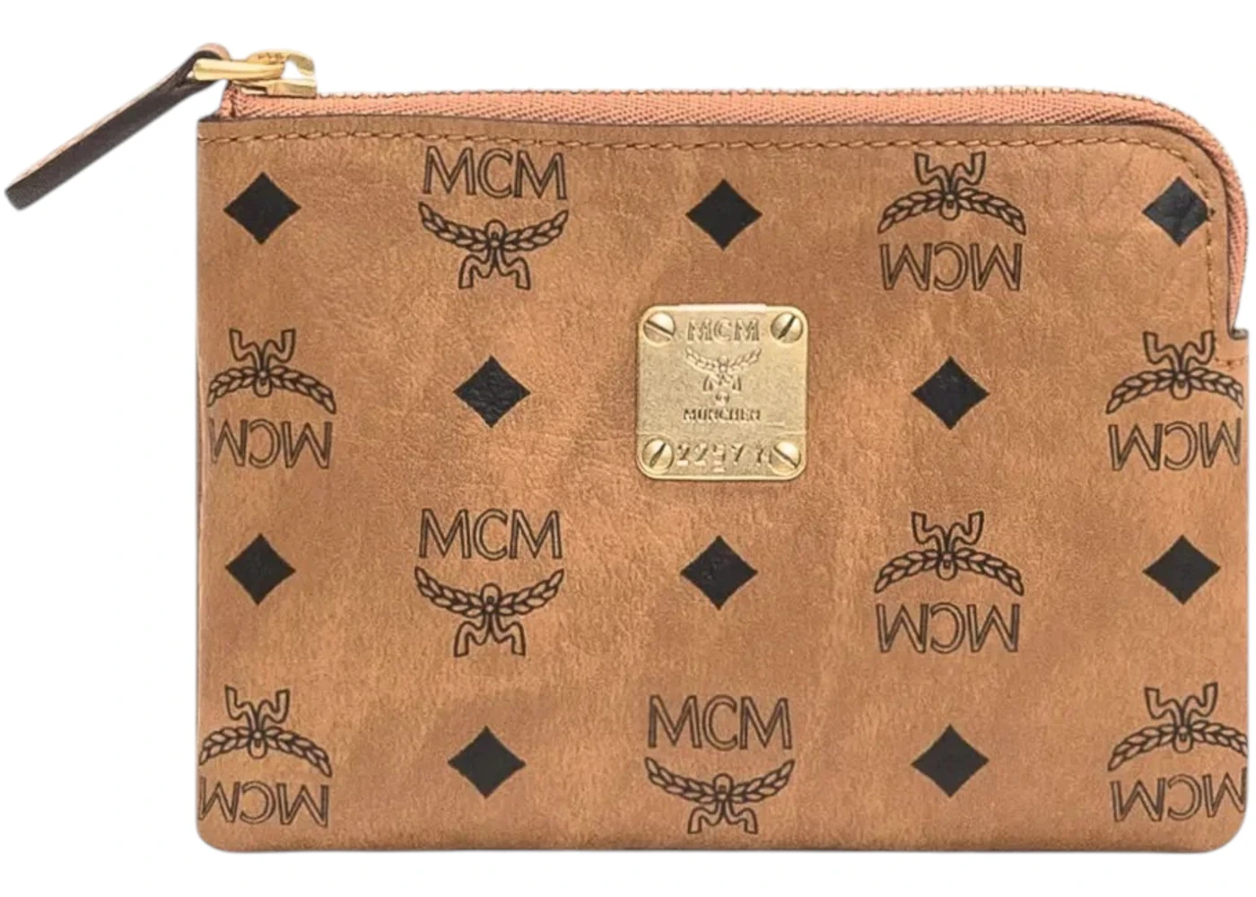 MCM Aren Visetos Card Case Tan