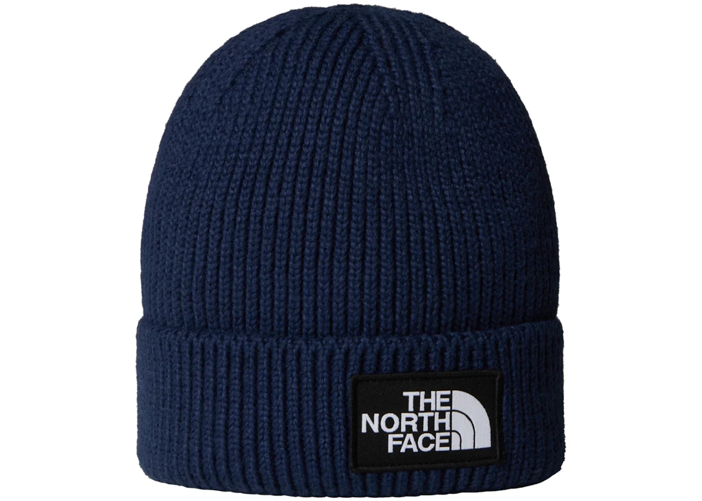 The North Face Logo Box Cuffed Beanie Navy Blue