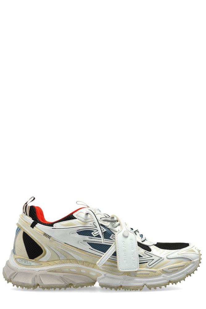 Off-White Round Toe Lace-Up Sneakers