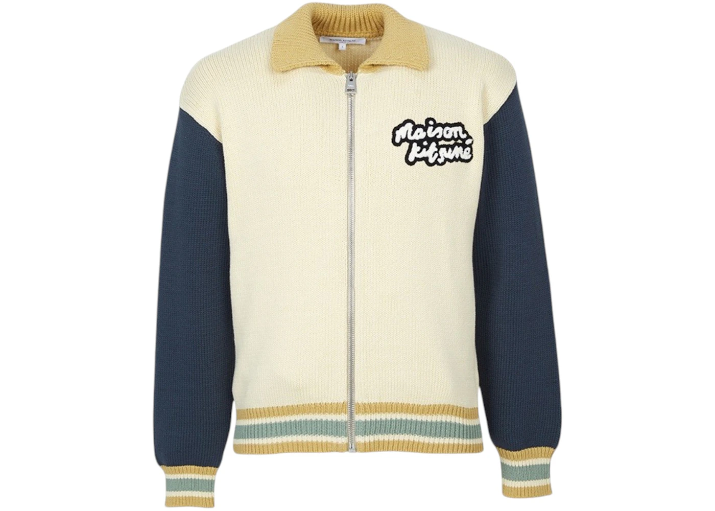 Maison Kitsune Zip Up Cardigan Beige