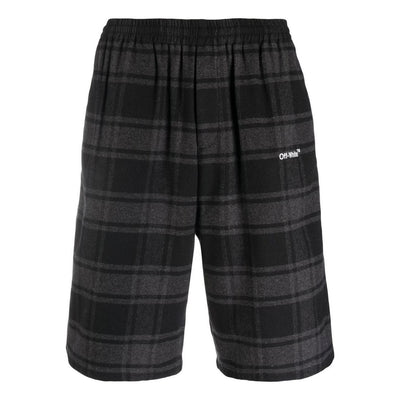 Off-White Check-Print Shorts 'Black Grey'