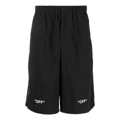 Off-White FW22 Solid Color Logo Printing Elastic Waistband Shorts Version Black