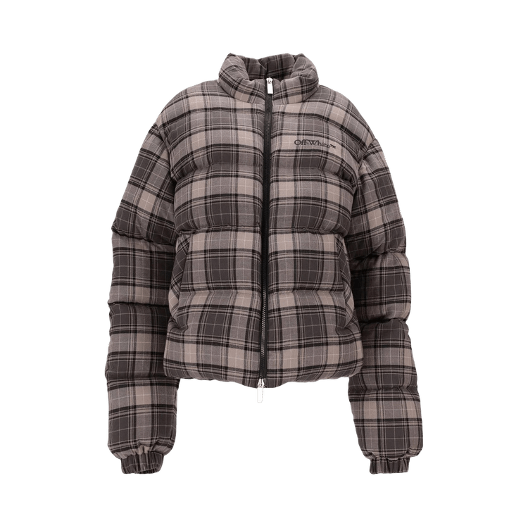 Off-White Spray Check Flannel Down Jacket 'Dark Grey/Black'