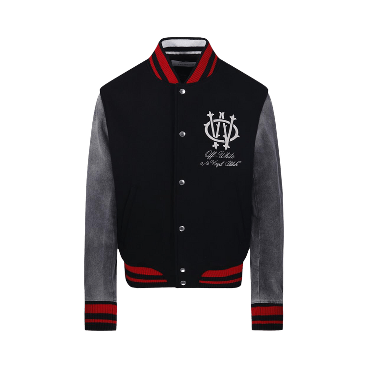 Off-White Gothinc Wool Regular Varsity Bomber 'Black/Red/Grey'