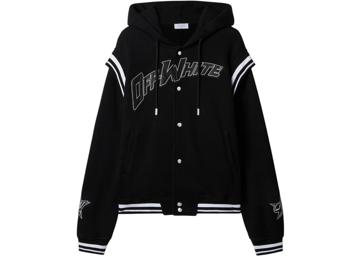 OFF-WHITE 00 Fleece Varsity Hoodie Black