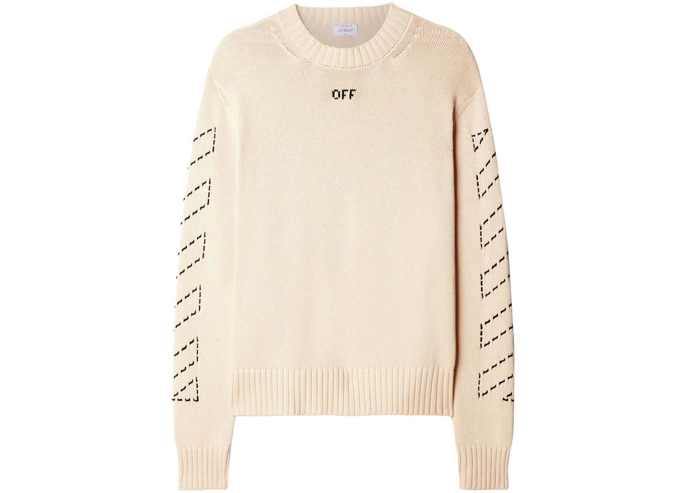 OFF-WHITE Arrows-Embroidery Crew-Neck Jumper Beige