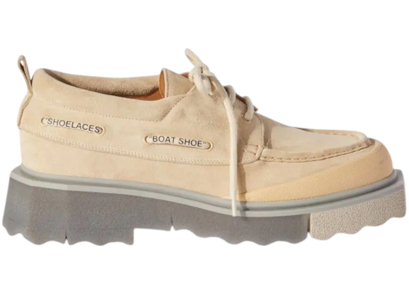 OFF-WHITE Sponge Suede Boat Shoe Beige