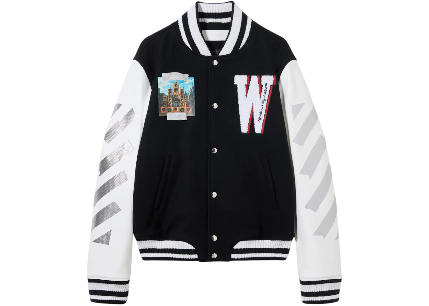 OFF-WHITE Soundsystem Varsity Jacket Black/Red Dahlia