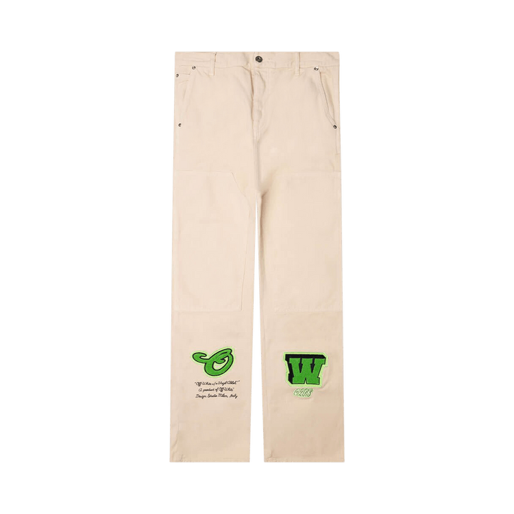 Off-White Straight Leg Varsity Hammer Flare Denim Jeans 'White/Green'