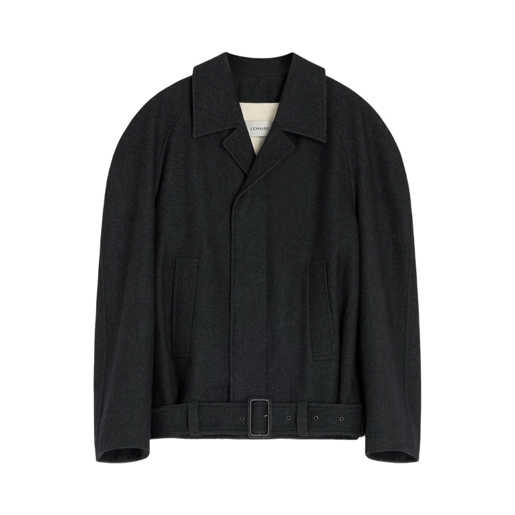 Lemaire Raglan Sleeve Short Coat 'Black/Grey Melange'