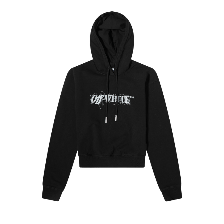 Off-White Pen Logo Crop Hoodie 'Black/White'