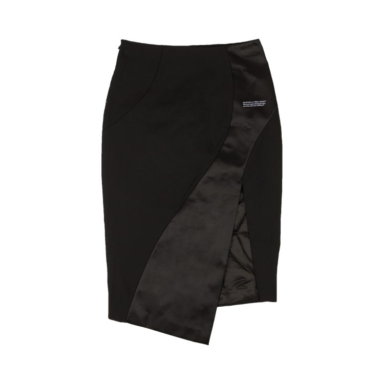 Off-White Satin Spiral Split Skirt 'Black'