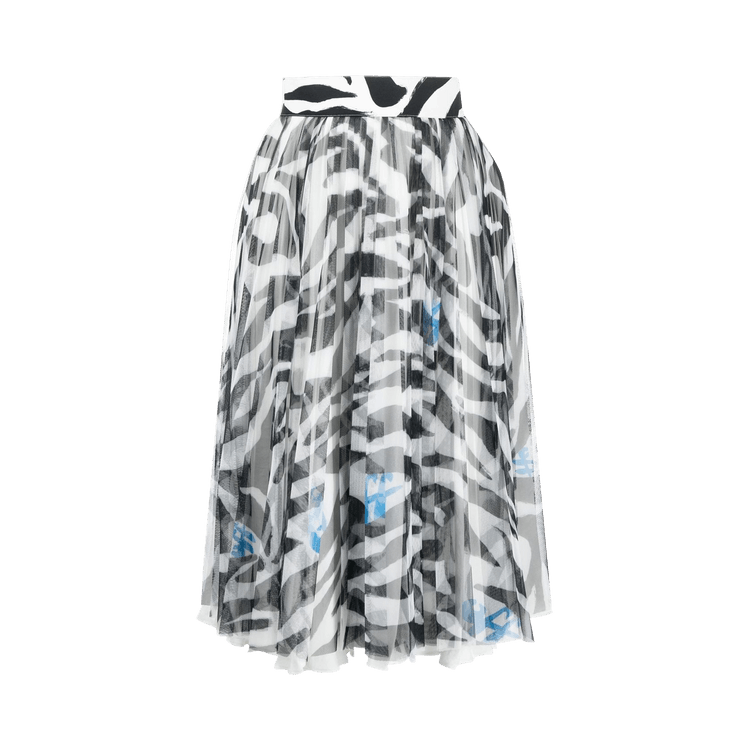 Off-White Zebra Pleated Midi Skirt 'Black'