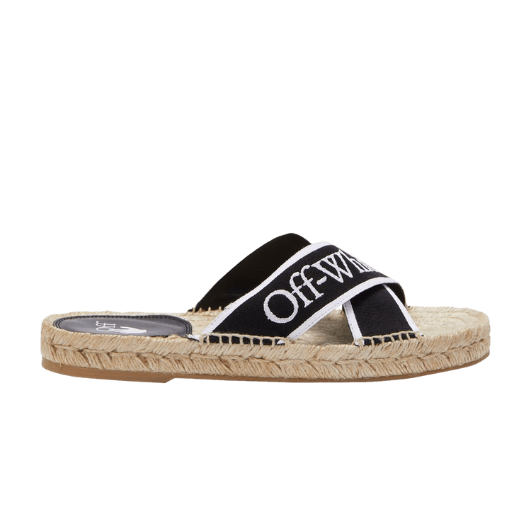 Off-White Wmns Bookish Criss-Cross Espadrille Sliders 'Black White Beige'