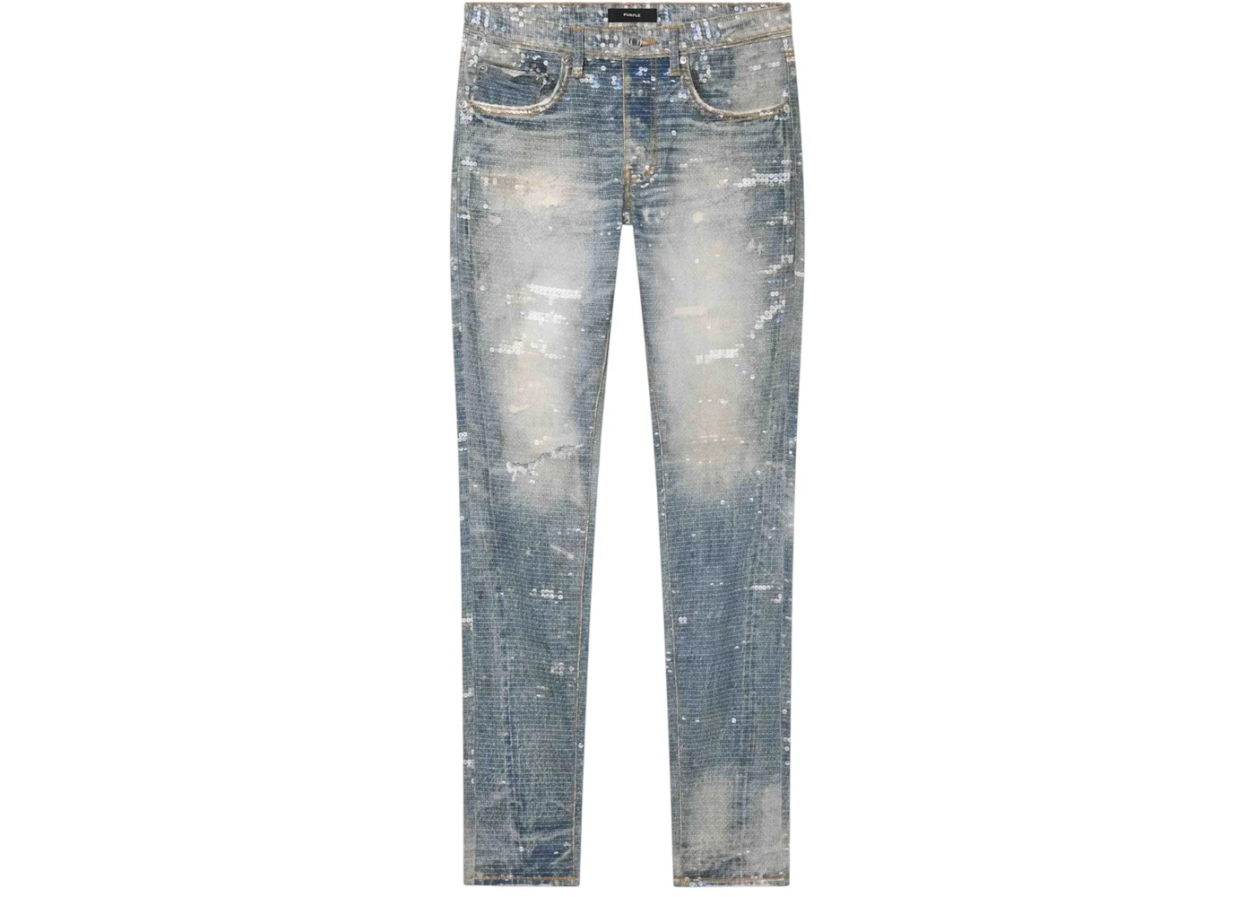 Purple Brand P001-SYPQ126 Skinny Printed Sequin Jeans Indigo