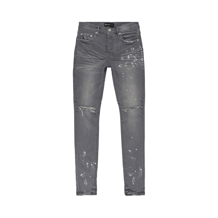 PURPLE BRAND Worn Knee Slit Skinny Jeans 'Grey'