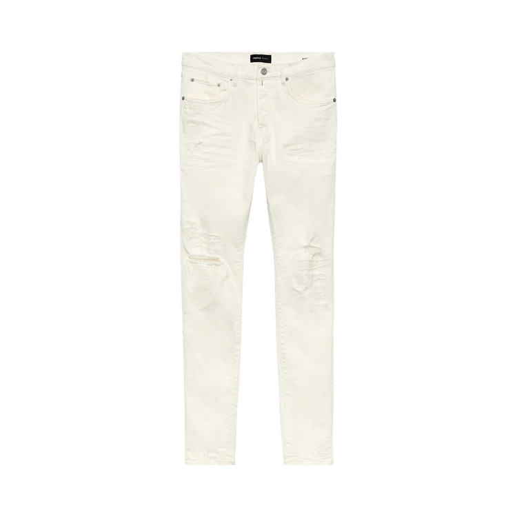 Purple Brand Low Rise Slim Jeans White Light Destroy
