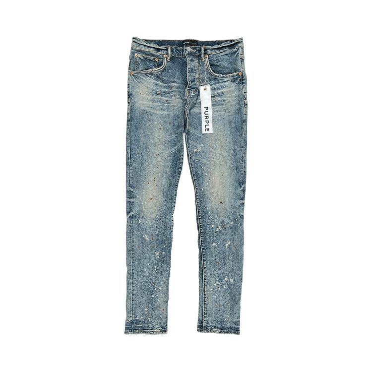 PURPLE BRAND Faded Dappled Bleach 'Mid Indigo'