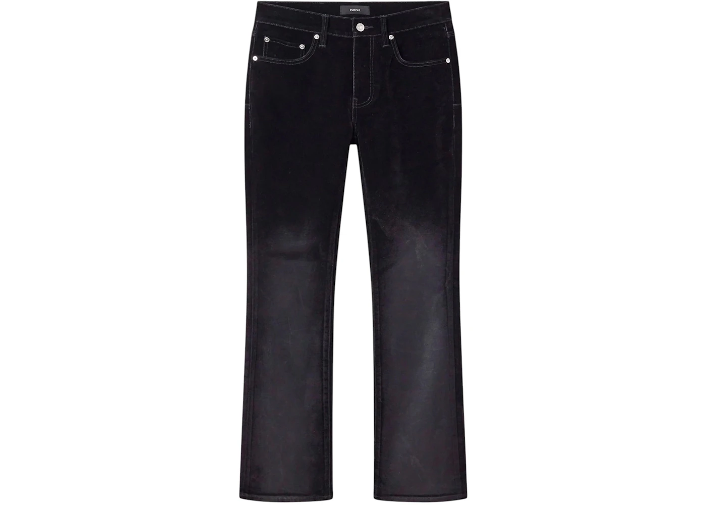 Purple Brand P004-FFDB425 Flare Flock Dipped Jean Black