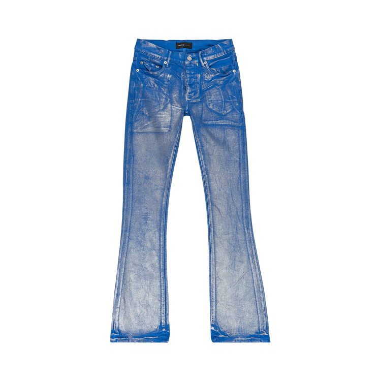 PURPLE BRAND Silver Foil Flare Skinny Jeans 'Blue'