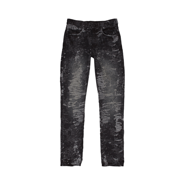 PURPLE BRAND Jacquard Slim Straight Skinny Jeans 'Black'