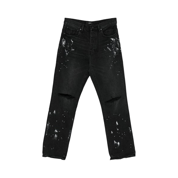 PURPLE BRAND Knee Slit Paint Splatters Denim 'Black'