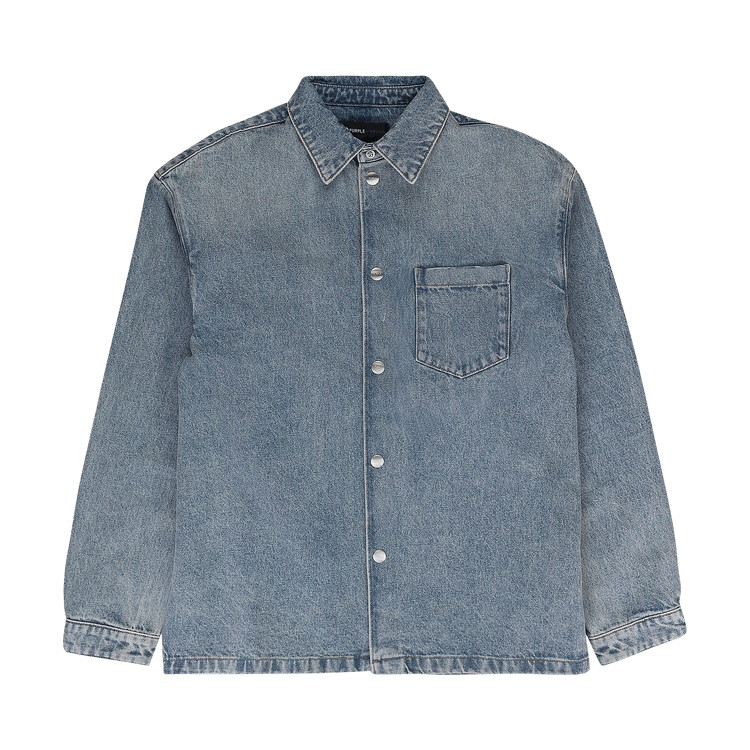 PURPLE BRAND Snap Front Shirt Jacket 'Indigo'