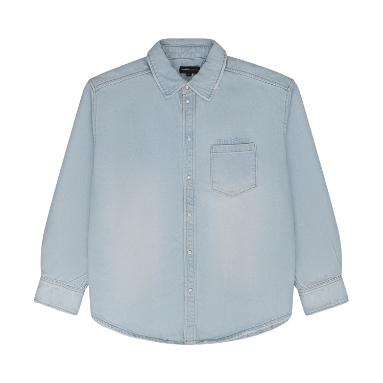 PURPLE BRAND Oversized Western Shirt 'Light Indigo'