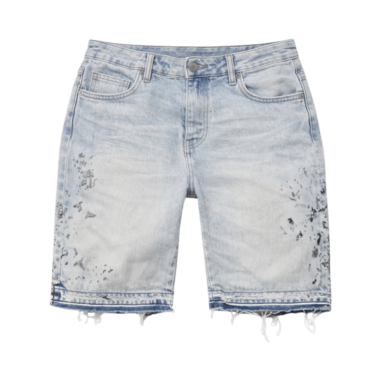 PURPLE BRAND Denim Beaded Splatter Shorts 'Light Indigo'