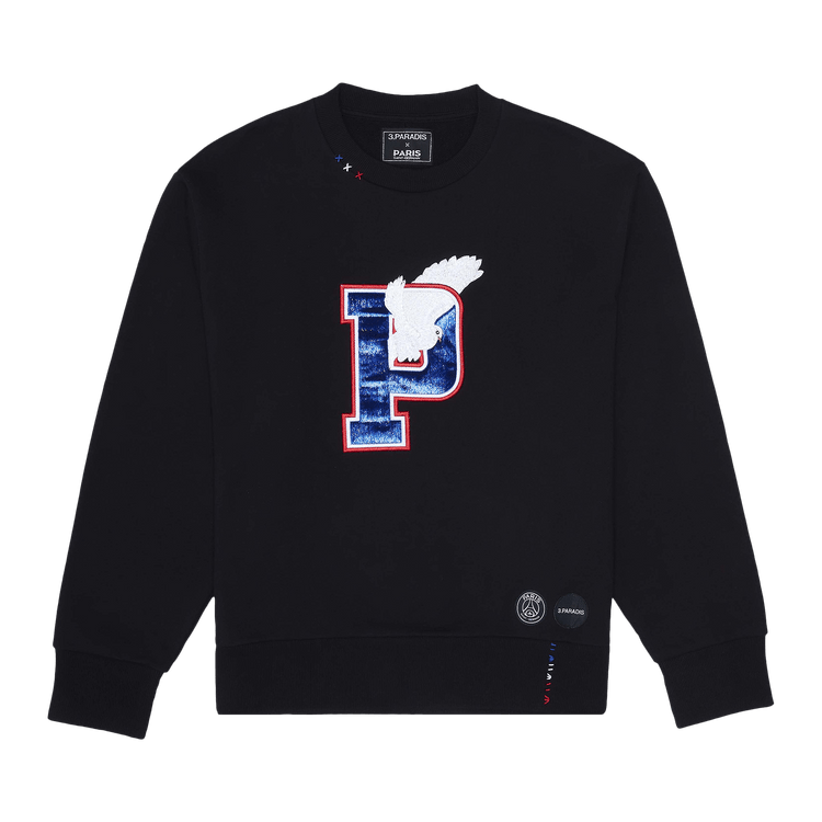 Paris Saint-Germain x 3.PARADIS Letterman Crewneck Sweater 'Black'