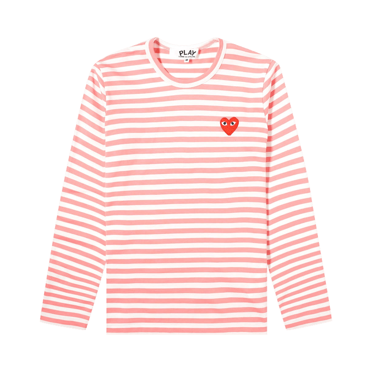 Comme des Garçons PLAY Heart Logo Striped Long-Sleeve T-Shirt 'Pink'