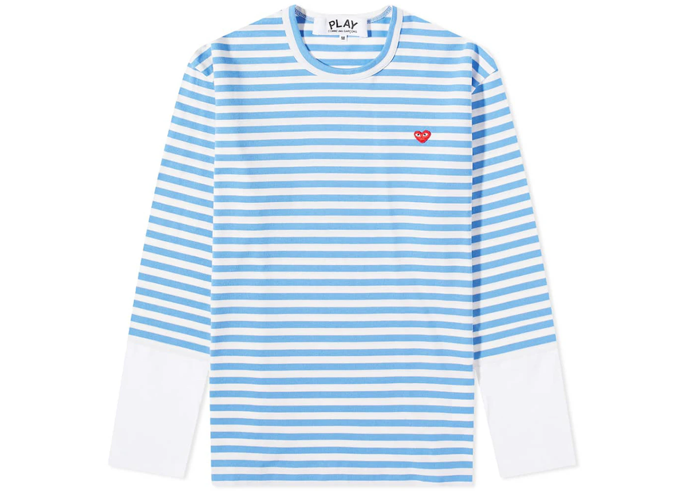 Comme des Garcons Play Embroidered Logo Striped Long-Sleeve Tee Blue/White