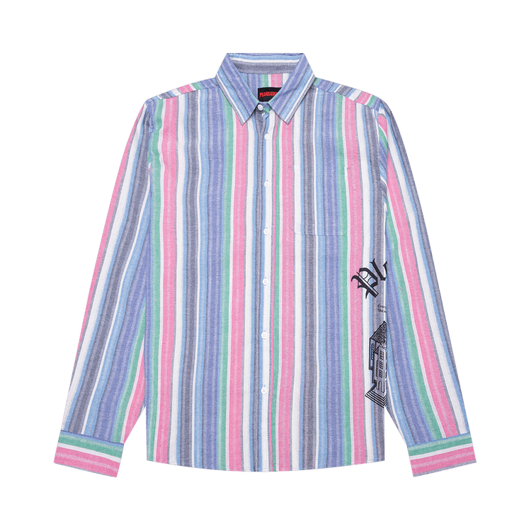 Pleasures Chapel Long-Sleeve Button Up Shirt 'Blue'
