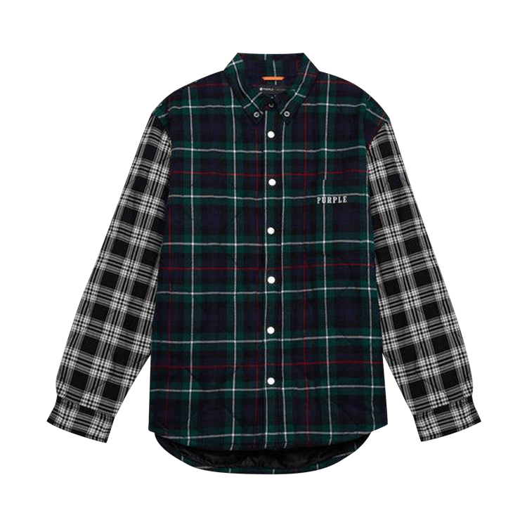 PURPLE BRAND Quilted Plaid Shirt 'Green'