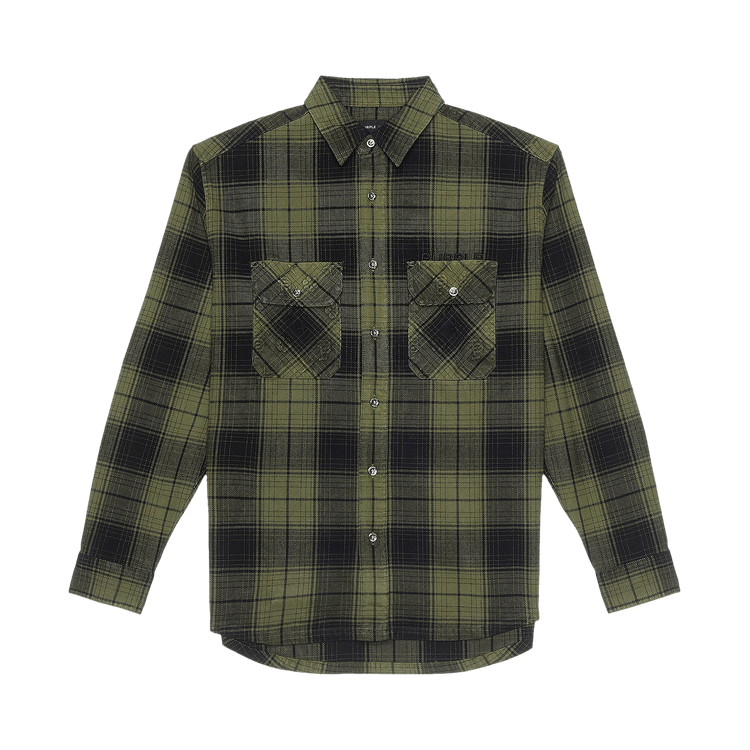 PURPLE BRAND Plaid Flannel Long-Sleeve Shirt 'Green'