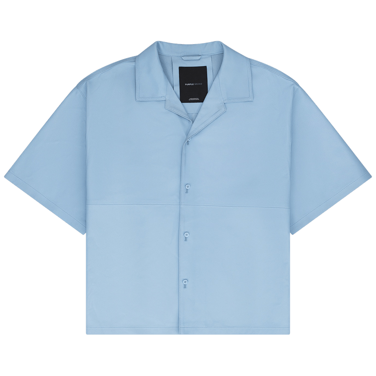 PURPLE BRAND Leather Short-Sleeve Shirt 'Blue'