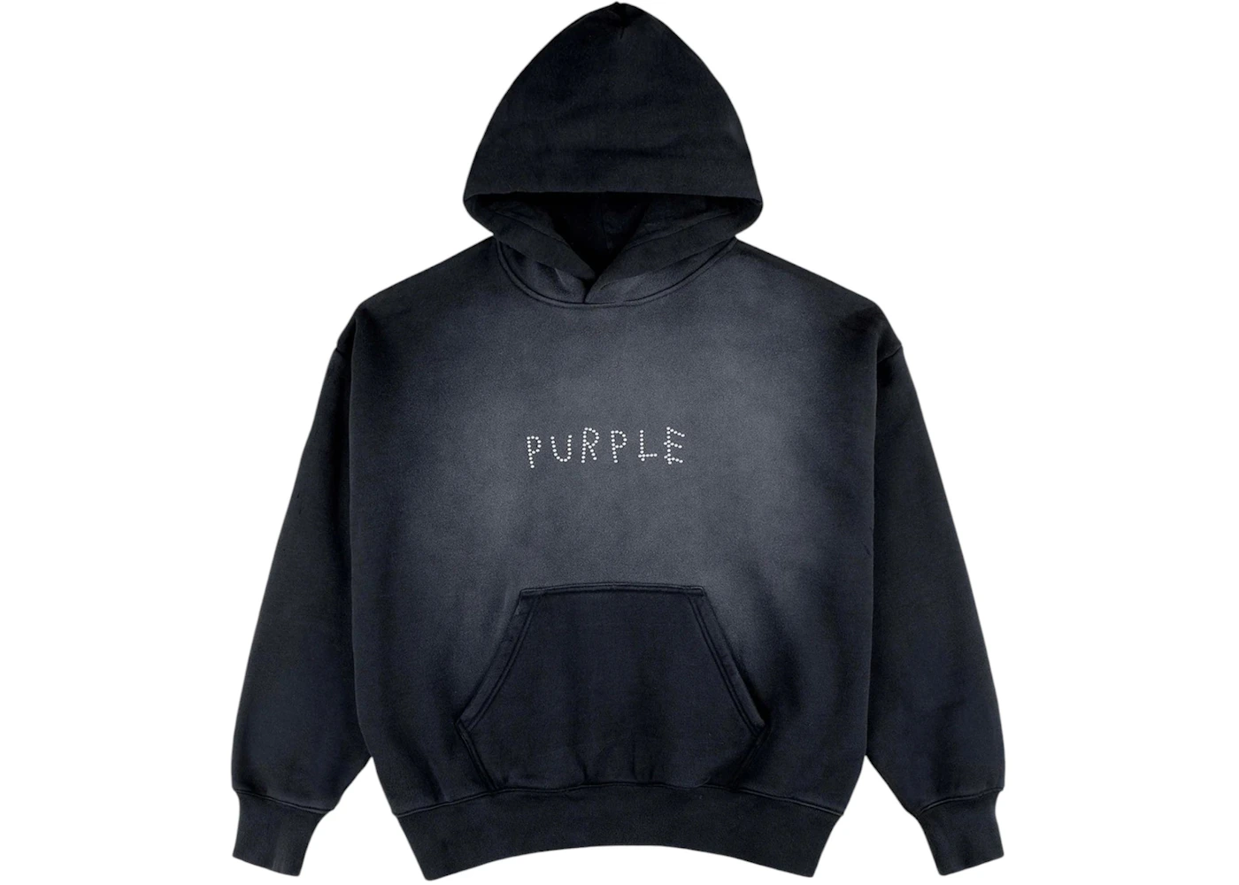 Purple Brand Typeout HWT Fleece Pullover Hoodie Black