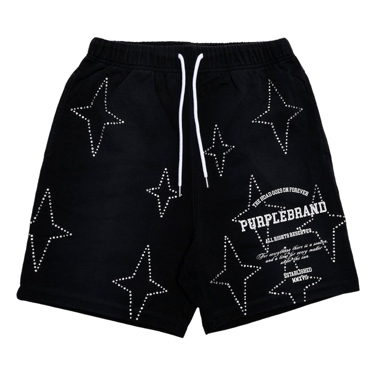 PURPLE BRAND Stacked Crystal Stars Shorts 'Black'