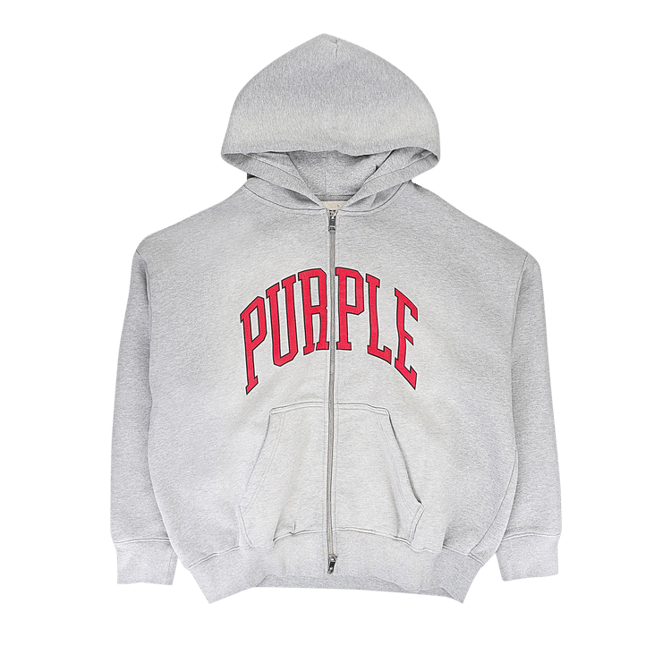 PURPLE BRAND Collegiate Zip Up Hoodie 'Heather'