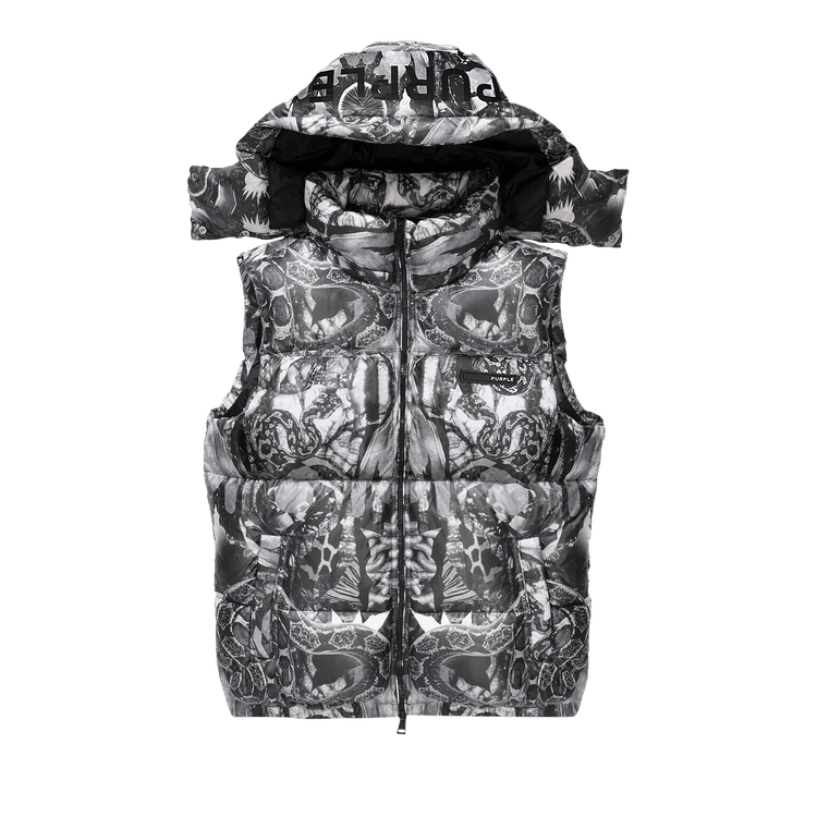PURPLE BRAND Poly Snap Off Hood Puffer Vest 'Black'