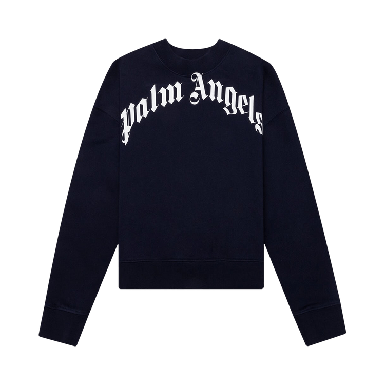 Palm Angels Kids Classic Curved Logo Crewneck 'Navy Blue'