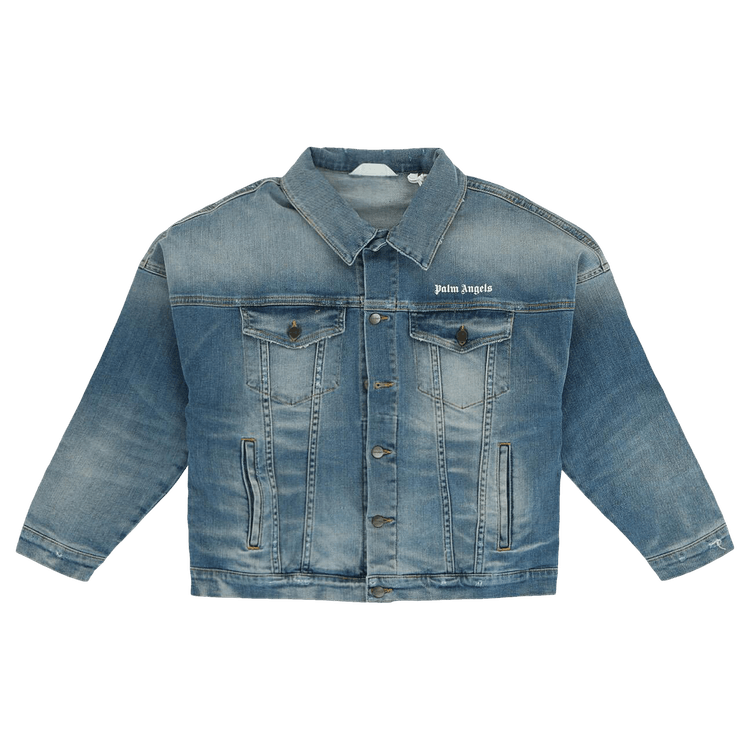 Palm Angels Kids Logo Denim Jacket 'Blue/White'