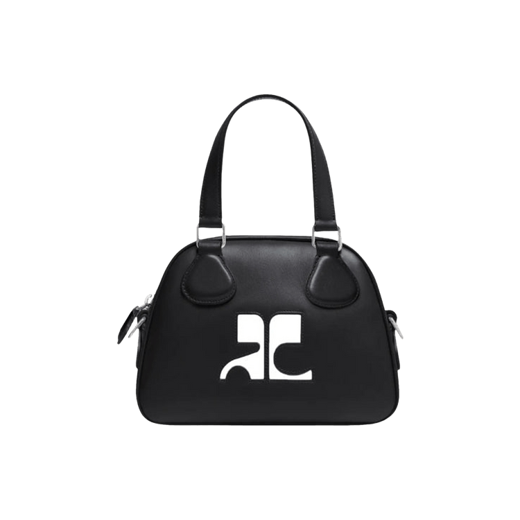 Courrèges Reedition Mini Leather Bowling Bag 'Black'