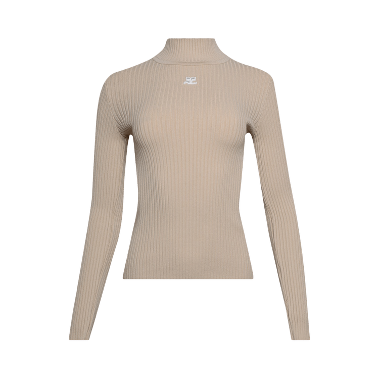 Courrèges Mockneck Rib Knit Sweater 'Sand'