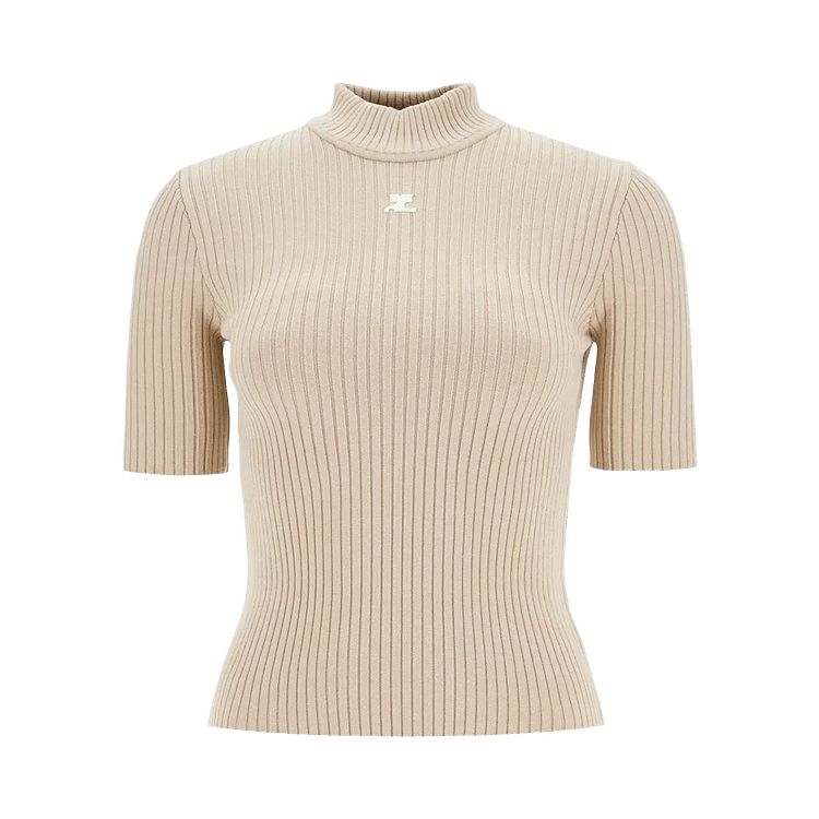 Courrèges Ribbed Turtleneck Sweater 'Cappuccino'