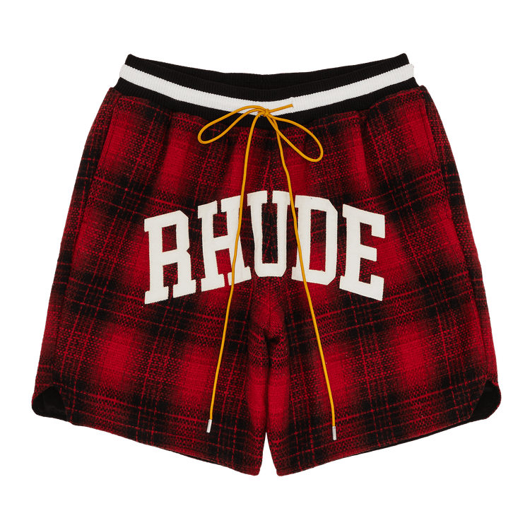Rhude Flannel Collegiate Court Logo Short 'Red/Black'