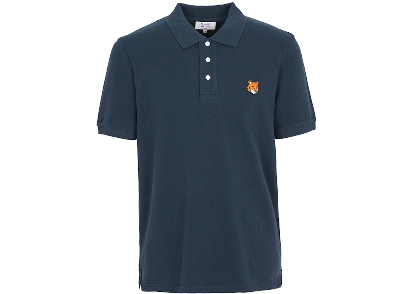 Maison Kitsune Fox Head Collar Short Sleeve T-shirt Navy