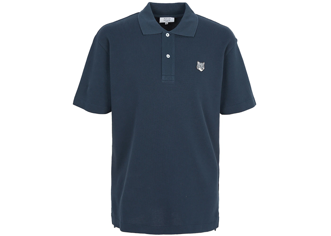 Maison Kitsune Fox Head Collar Short Sleeve T-shirt Navy