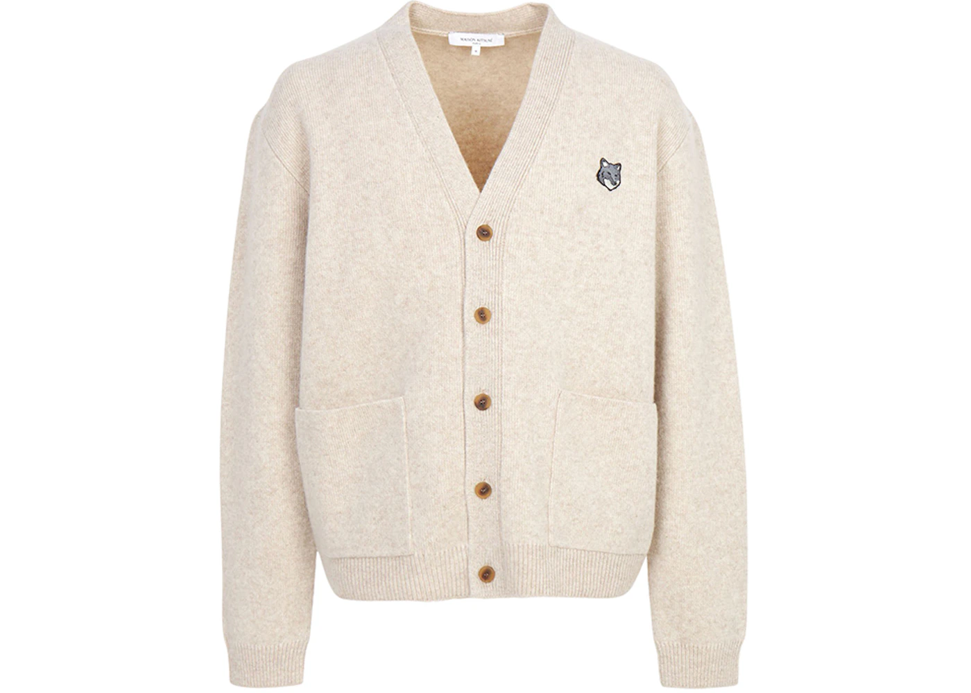 Maison Kitsune Fox Head Cardigan Beige
